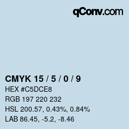 カラーコード: CMYK 15 / 5 / 0 / 9 | qconv.com