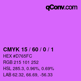 カラーコード: CMYK 15 / 60 / 0 / 1 | qconv.com