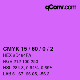 カラーコード: CMYK 15 / 60 / 0 / 2 | qconv.com