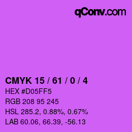 Color code: CMYK 15 / 61 / 0 / 4 | qconv.com