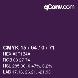 Color code: CMYK 15 / 64 / 0 / 71 | qconv.com