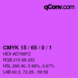 カラーコード: CMYK 15 / 65 / 0 / 1 | qconv.com