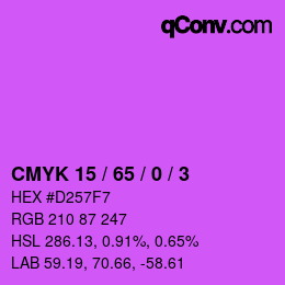 カラーコード: CMYK 15 / 65 / 0 / 3 | qconv.com