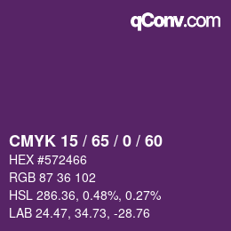 カラーコード: CMYK 15 / 65 / 0 / 60 | qconv.com
