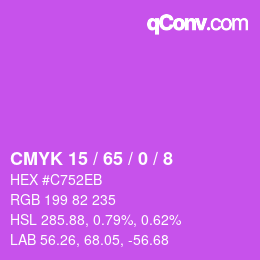 カラーコード: CMYK 15 / 65 / 0 / 8 | qconv.com