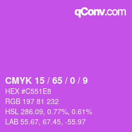 カラーコード: CMYK 15 / 65 / 0 / 9 | qconv.com
