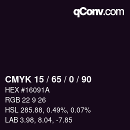 Farbcode: CMYK 15 / 65 / 0 / 90 | qconv.com
