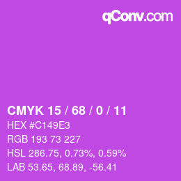 Color code: CMYK 15 / 68 / 0 / 11 | qconv.com