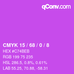カラーコード: CMYK 15 / 68 / 0 / 8 | qconv.com