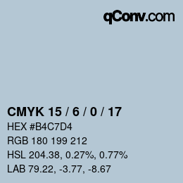 Color code: CMYK 15 / 6 / 0 / 17 | qconv.com