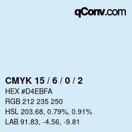 カラーコード: CMYK 15 / 6 / 0 / 2 | qconv.com