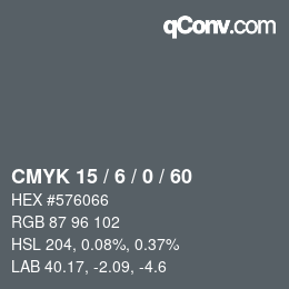Color code: CMYK 15 / 6 / 0 / 60 | qconv.com