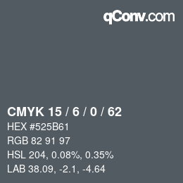 Code couleur: CMYK 15 / 6 / 0 / 62 | qconv.com