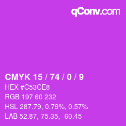 Color code: CMYK 15 / 74 / 0 / 9 | qconv.com