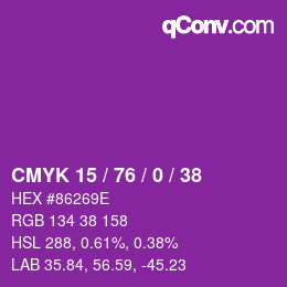 Color code: CMYK 15 / 76 / 0 / 38 | qconv.com