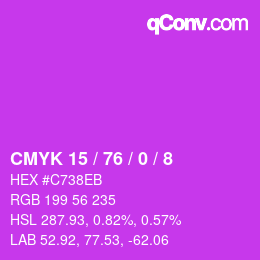 カラーコード: CMYK 15 / 76 / 0 / 8 | qconv.com