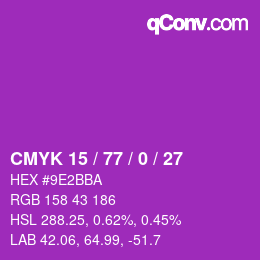 颜色代码: CMYK 15 / 77 / 0 / 27 | qconv.com