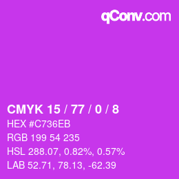 Color code: CMYK 15 / 77 / 0 / 8 | qconv.com