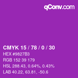カラーコード: CMYK 15 / 78 / 0 / 30 | qconv.com