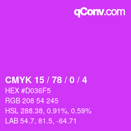 Color code: CMYK 15 / 78 / 0 / 4 | qconv.com