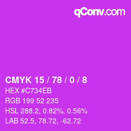 Color code: CMYK 15 / 78 / 0 / 8 | qconv.com