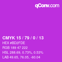 Color code: CMYK 15 / 79 / 0 / 13 | qconv.com