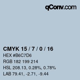 Color code: CMYK 15 / 7 / 0 / 16 | qconv.com