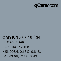 カラーコード: CMYK 15 / 7 / 0 / 34 | qconv.com