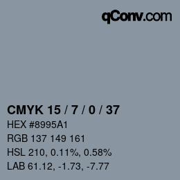 カラーコード: CMYK 15 / 7 / 0 / 37 | qconv.com