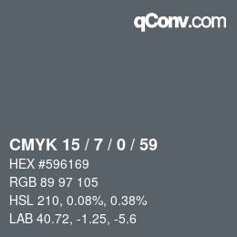 Color code: CMYK 15 / 7 / 0 / 59 | qconv.com