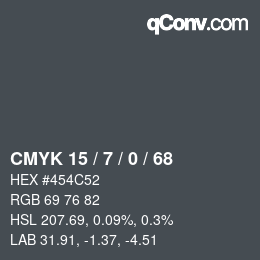 カラーコード: CMYK 15 / 7 / 0 / 68 | qconv.com