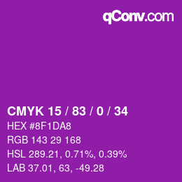 カラーコード: CMYK 15 / 83 / 0 / 34 | qconv.com