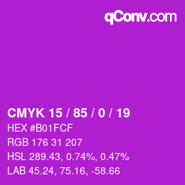 Color code: CMYK 15 / 85 / 0 / 19 | qconv.com