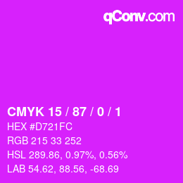 Color code: CMYK 15 / 87 / 0 / 1 | qconv.com