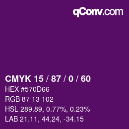 カラーコード: CMYK 15 / 87 / 0 / 60 | qconv.com