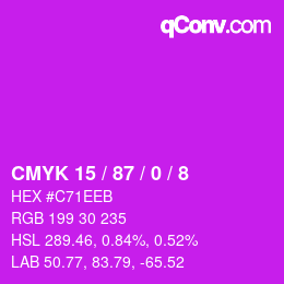 Color code: CMYK 15 / 87 / 0 / 8 | qconv.com