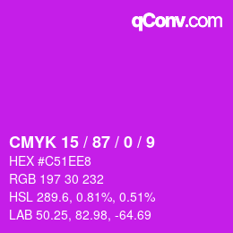 カラーコード: CMYK 15 / 87 / 0 / 9 | qconv.com