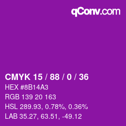 Color code: CMYK 15 / 88 / 0 / 36 | qconv.com