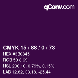 Farbcode: CMYK 15 / 88 / 0 / 73 | qconv.com