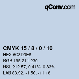 颜色代码: CMYK 15 / 8 / 0 / 10 | qconv.com