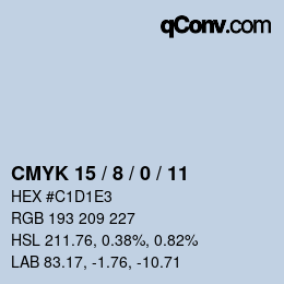 颜色代码: CMYK 15 / 8 / 0 / 11 | qconv.com