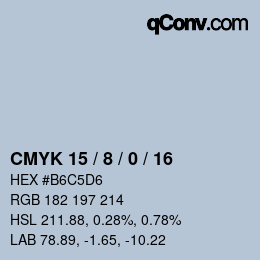 カラーコード: CMYK 15 / 8 / 0 / 16 | qconv.com