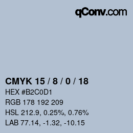 Color code: CMYK 15 / 8 / 0 / 18 | qconv.com