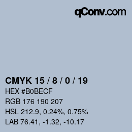 Color code: CMYK 15 / 8 / 0 / 19 | qconv.com