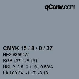 カラーコード: CMYK 15 / 8 / 0 / 37 | qconv.com