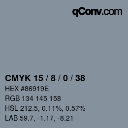 カラーコード: CMYK 15 / 8 / 0 / 38 | qconv.com