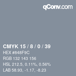 颜色代码: CMYK 15 / 8 / 0 / 39 | qconv.com
