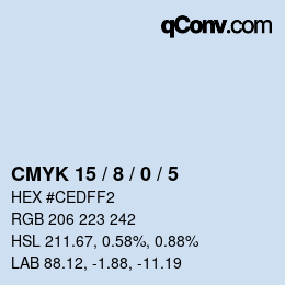カラーコード: CMYK 15 / 8 / 0 / 5 | qconv.com