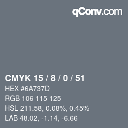 カラーコード: CMYK 15 / 8 / 0 / 51 | qconv.com