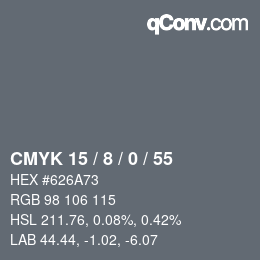 颜色代码: CMYK 15 / 8 / 0 / 55 | qconv.com